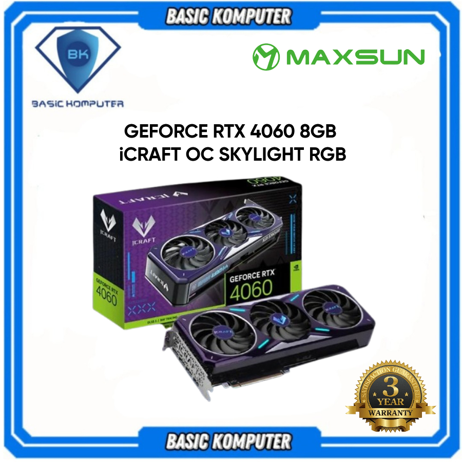 VGA MAXSUN GEFORCE RTX 4060 8GB iCRAFT OC GDDR6 - SKYLIGHT RGB - TRIPLE FAN RTX4060