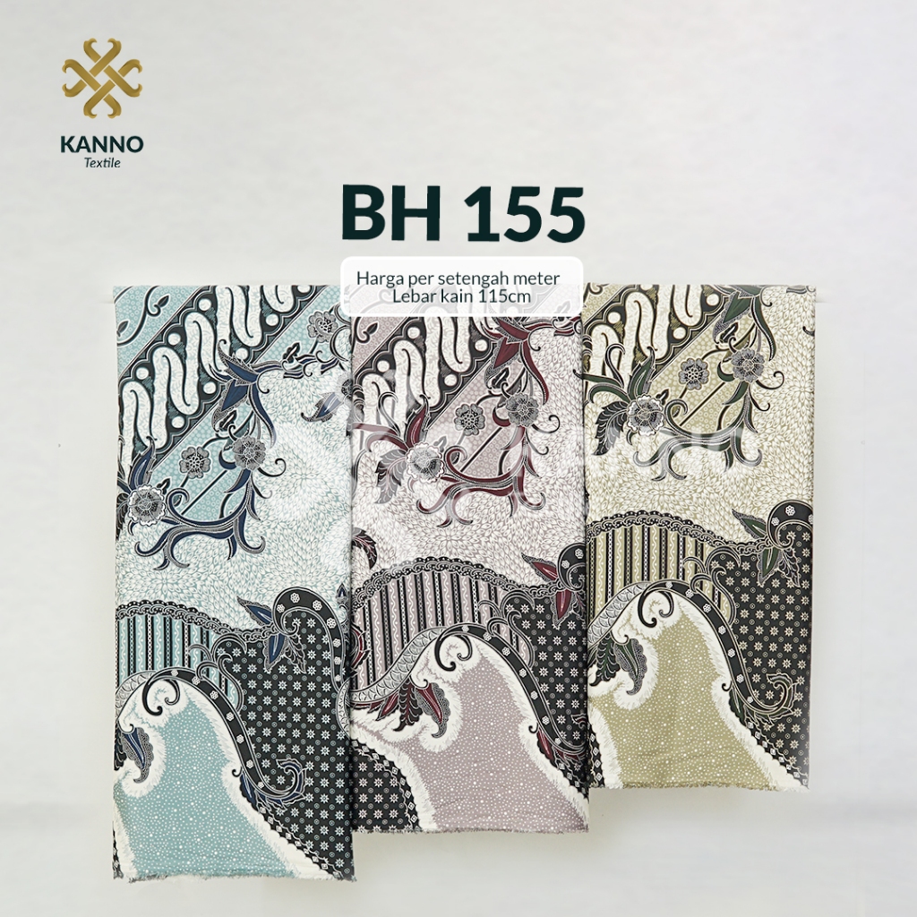 Kain Batik Halus Semi Sutra BH155 Motif Liris Mint/Lilac/Sage Kemeja Tunik Dress Rok