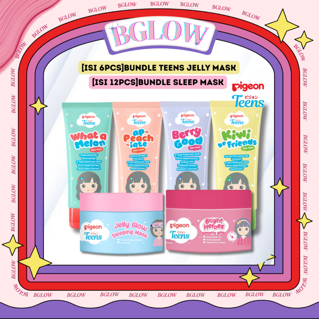 [ISI 6/12PCS] BUNDLE PIGEON TEENS JELLY MASK COMPLETE SET FOR ALL SKIN NEEDS | Skincare Remaja | Men