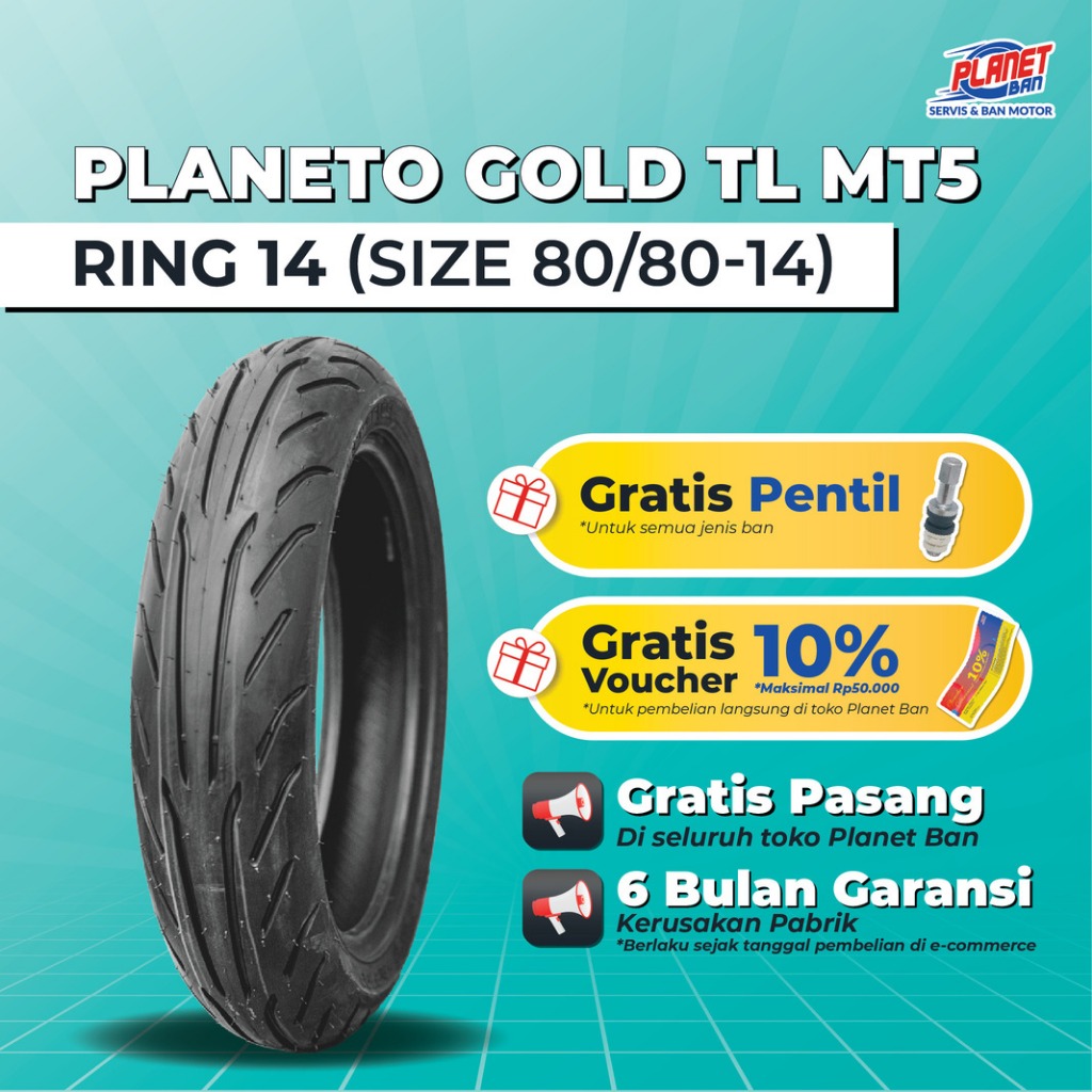 Ban Motor Ring 14 - 80/80 Planeto Gold MT5 (Ban Motor Mio Soul GT 125, Mio Z New, Mio S, Mio Gear, X