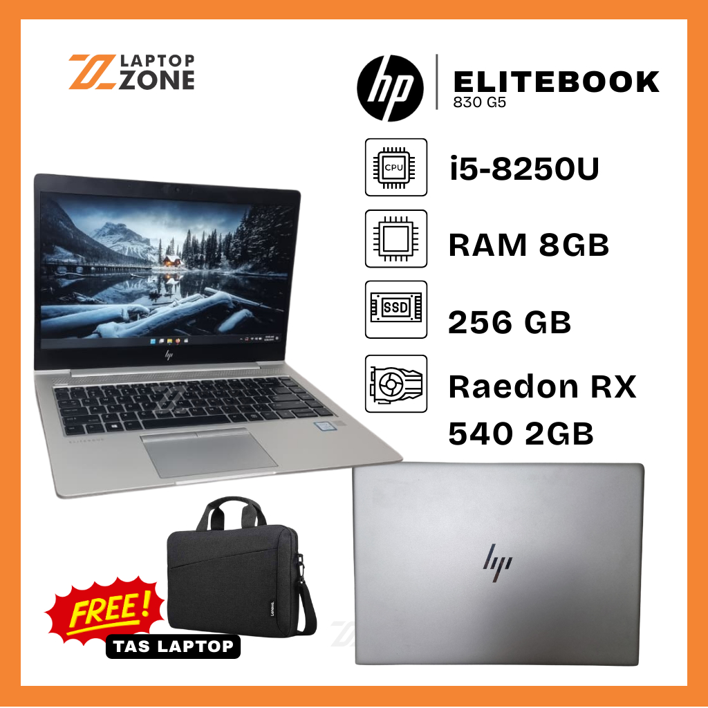 HP EliteBook 830 G5 Core i5-8250U RAM 8GB SSD 256GB DUAL VGA  Intel UHD Graphics 620  + Raedon RX 54