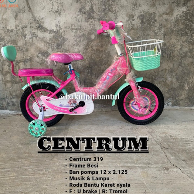 Sepeda Anak Cewek Mini ring 12 Centrum seri 319 | Sepeda Roda Empat 4 Keranjang
