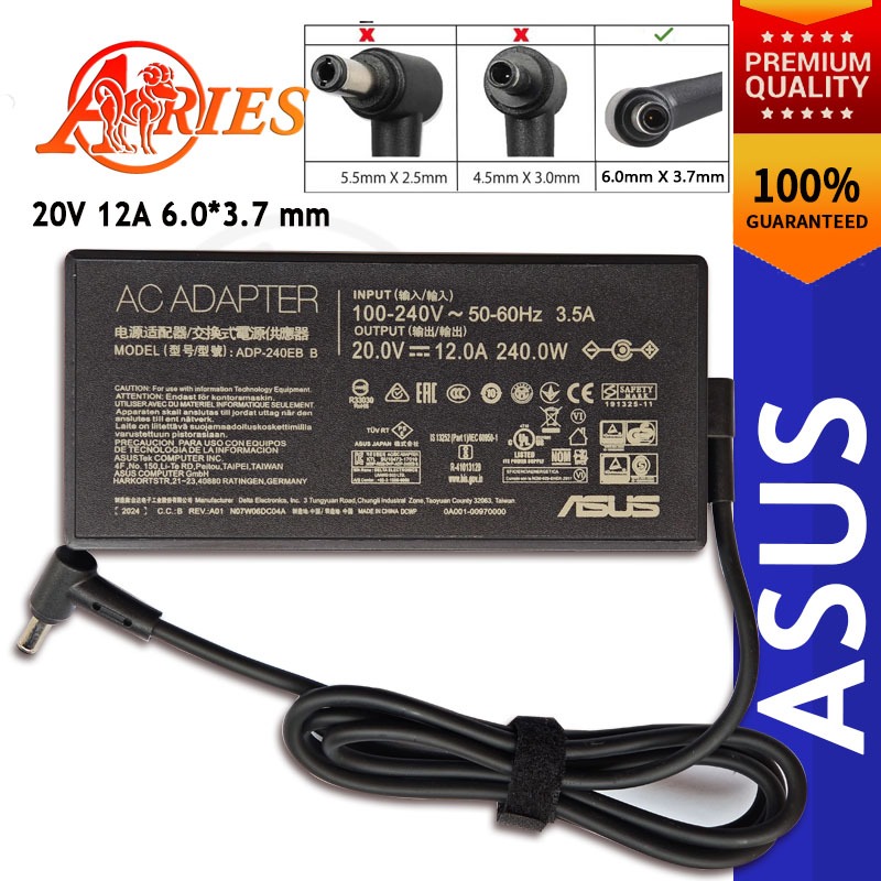 Charger Laptop Asus 20V 12A 240W Dc 6.0mm X 3.7mm ROG Strix Scar 15 G533 G533QS GX550LXS Series Tuf 