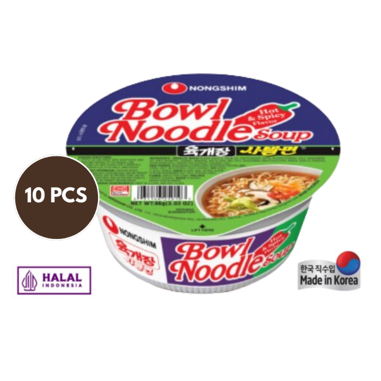 

[BUNDLING 10 PCS] MIE BOWL NOODLE HOT & SPICY 86gr [NONGSHIM - MIE IMPORT KOREA]