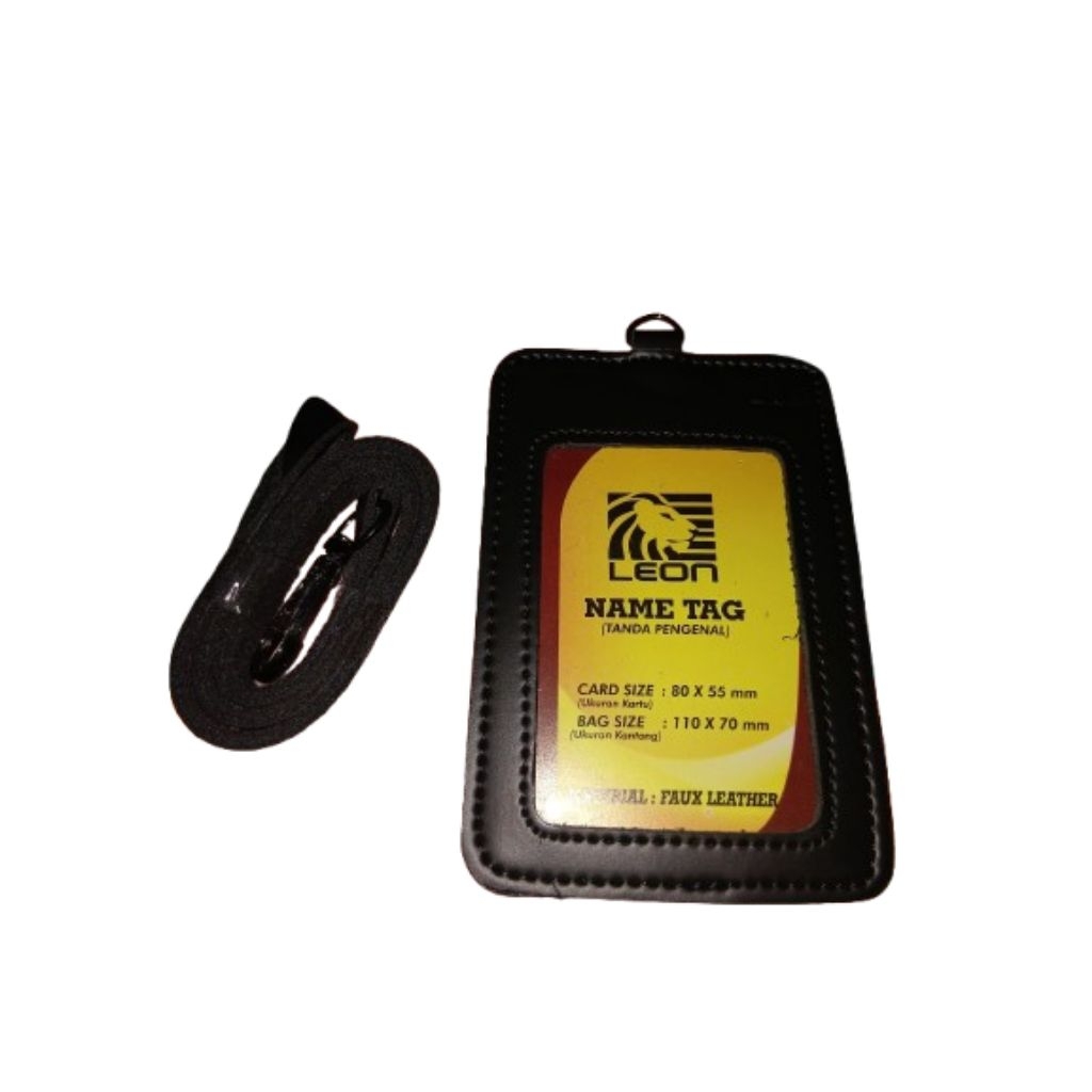 

Name Tag ID Card Faux Leather dengan Tali | Tempat Kartu Pegawai, Tanda Pengenal, Kartu Nama, Warna Hitam