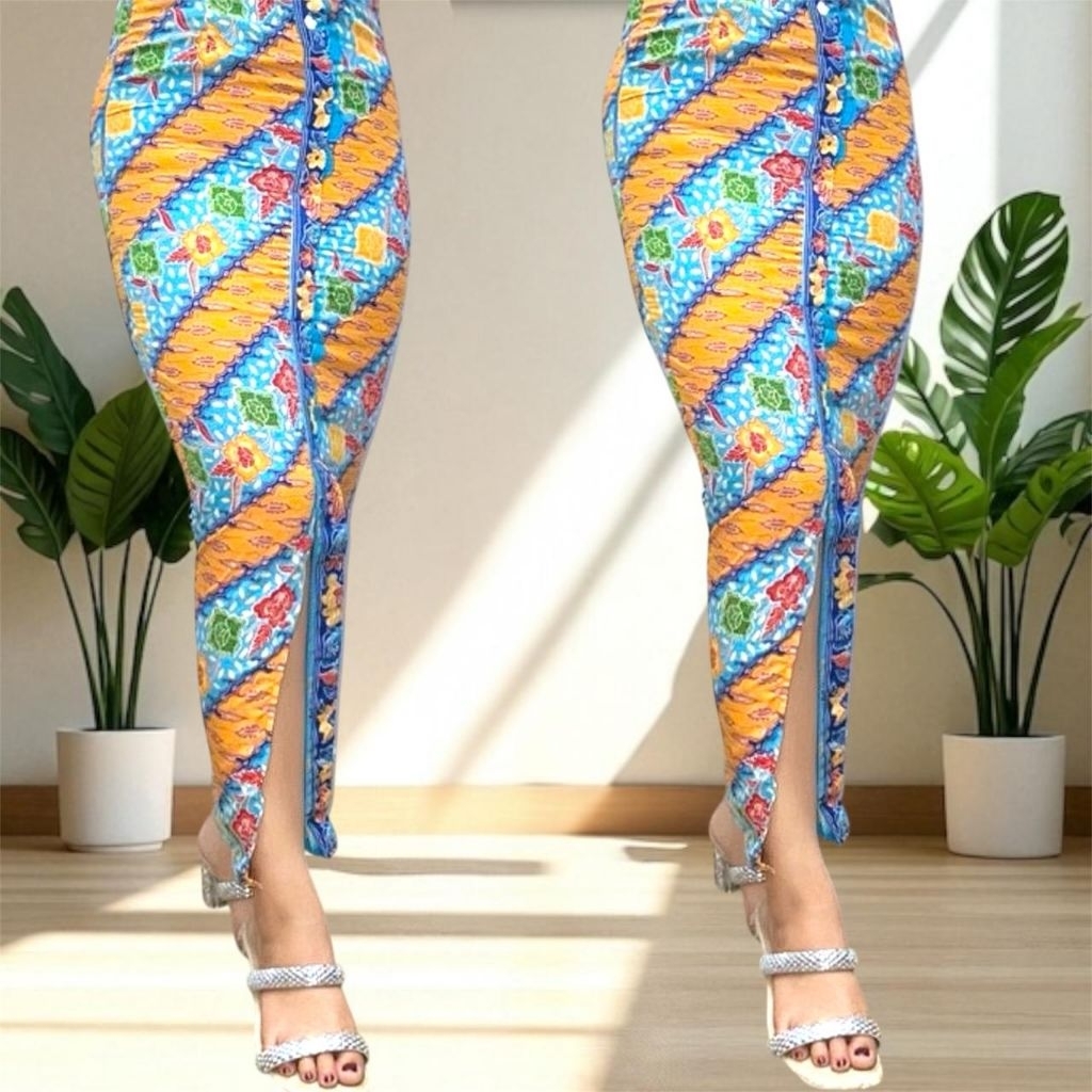 Kamen Jadi Pramugari Katun Bunga Batik