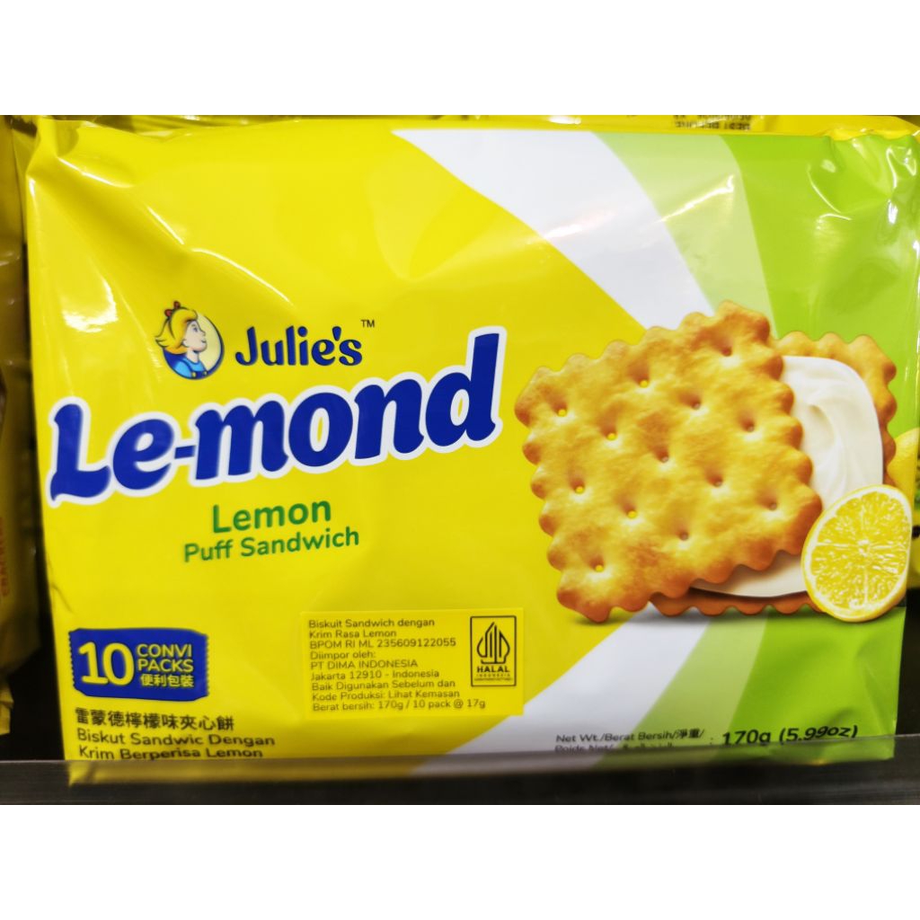

Julie's Le-mond lemon Puff Sandwich /crackers lemon puff 170gr in 10 convi packs