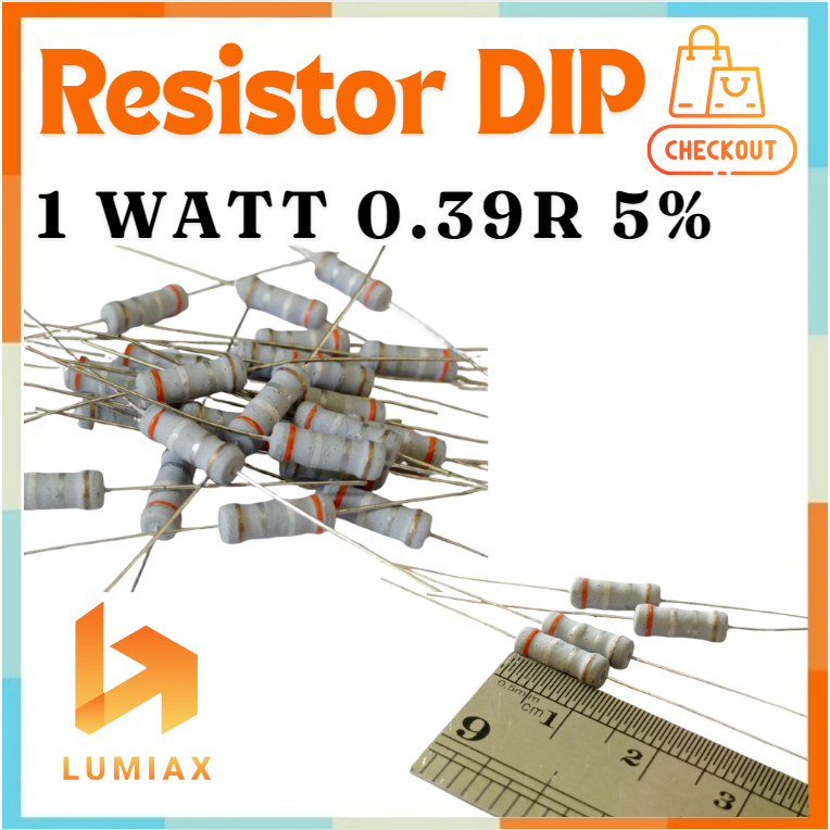 R resistor 1w 1Watt 0.39R 0,39Ohm 1watt toleransi 5% 0.39 ohm