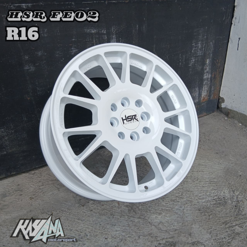 Velg Mobil Rally Look Ring 16 HSR FE02 White Untuk Ignis Jazz Yaris R16 Velg Racing Mobil R16 Murah