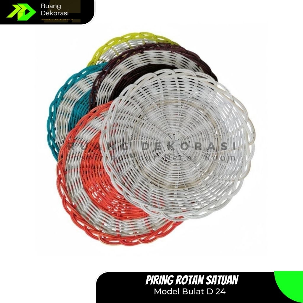 Piring Rotan Satuan D 24 CM Piring Rotan Asli Piring Anyaman Rotan