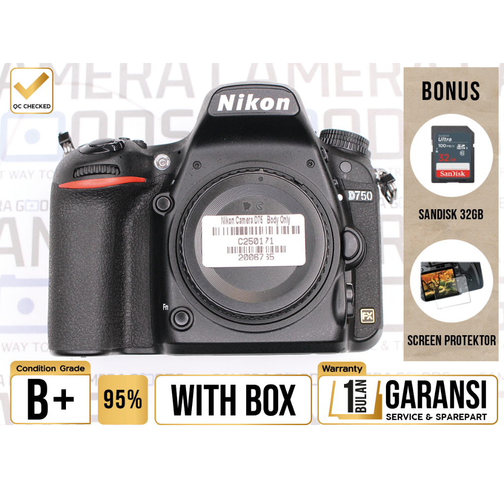 Kamera Nikon D750 DSLR Full Frame Camera Body Only Second Bekas Grade B+ - Nikon D 750 - C250171