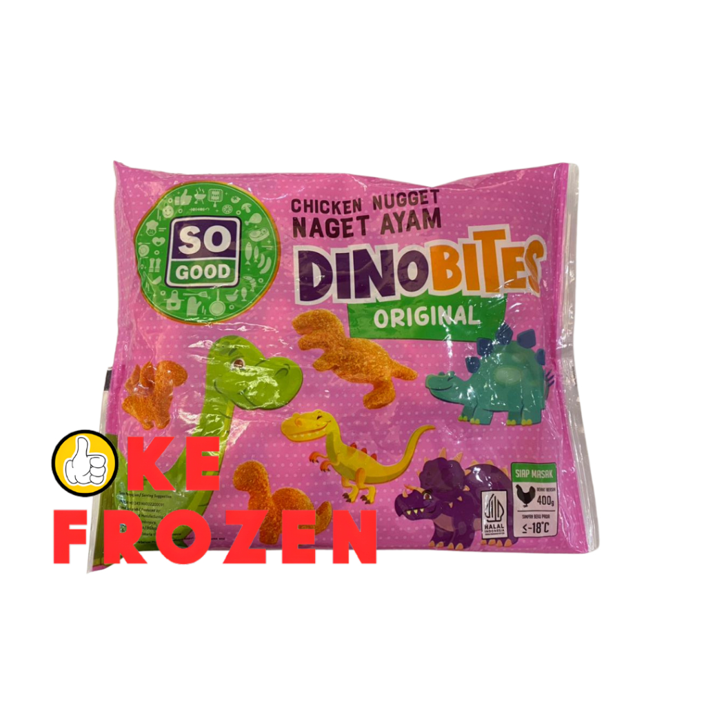 

SO GOOD CHICKEN NUGGET DINOBITES 400GR/NAGET AYAM BENTUK DINOSAURUS