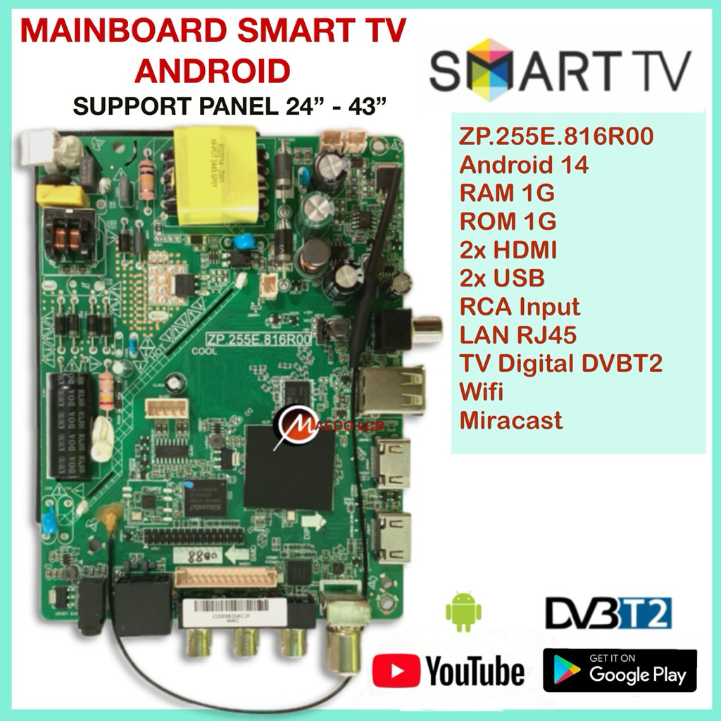 Mainboard Universal Smart TV Android DVBT2 24” - 43” 30pin-51pin HD FHD