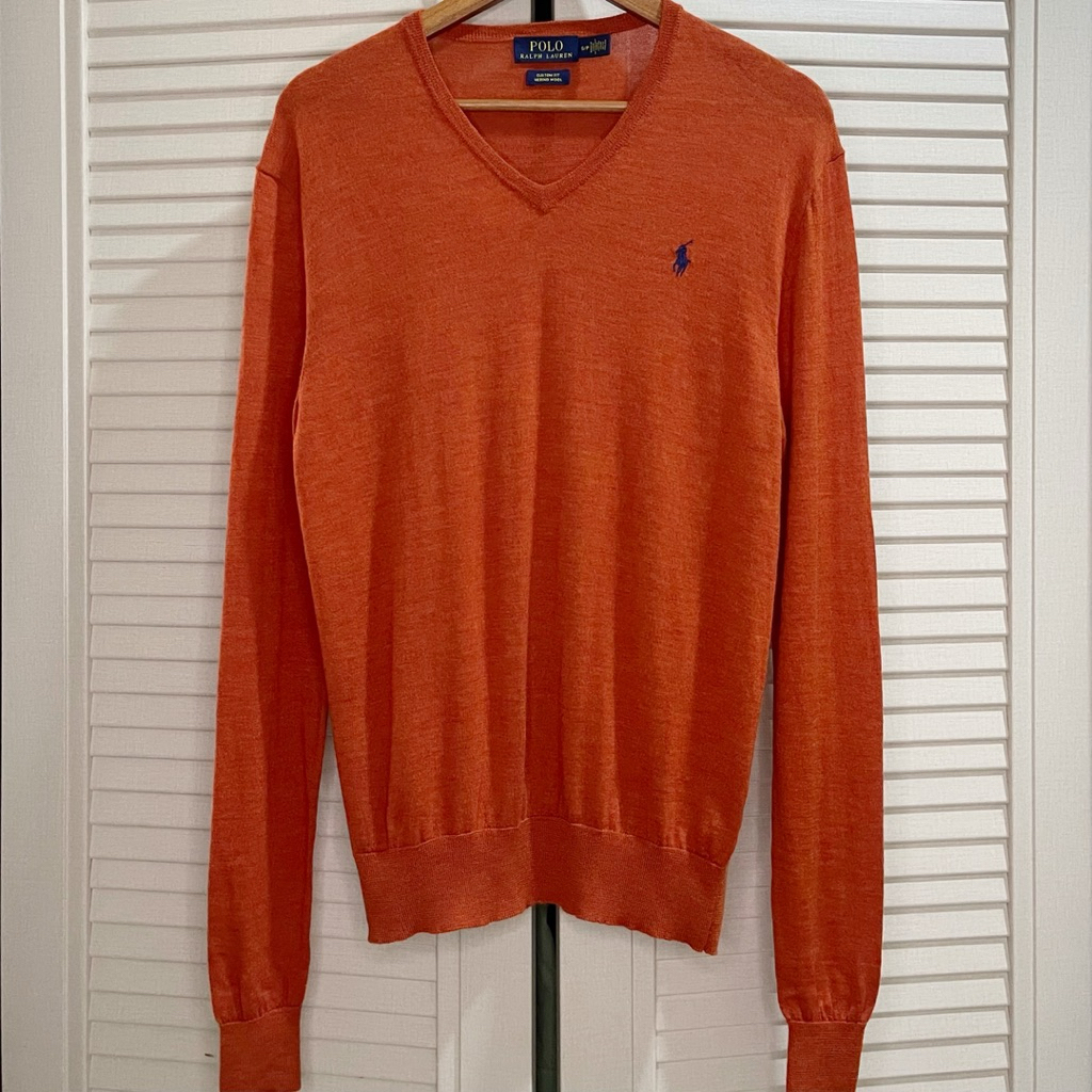 Polo Ralph Lauren - Merino Wool V-Neck Jumper - Hunting Orange Heather - Size S fit L