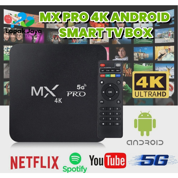 [LAPAKJAYA] MX PRO Smart TV Box Android 4K Ultra HD 2.4GHz/5G WiFi - Set Top Box TV Digital - Smart 