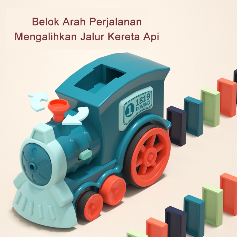 Mainan Edukatif Anak  Domino & Kereta Api Elektrik  Blok Bongkar Pasang Penyemprotan Otomatis  Bahan