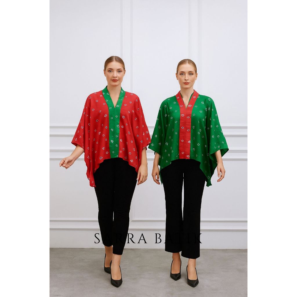 [PREMIUM] Blus Kartini Jumputan 2 TONE CHRISMAS SERIES Batik Tiedye Tie Dye Jumput Atasan Batik Mode