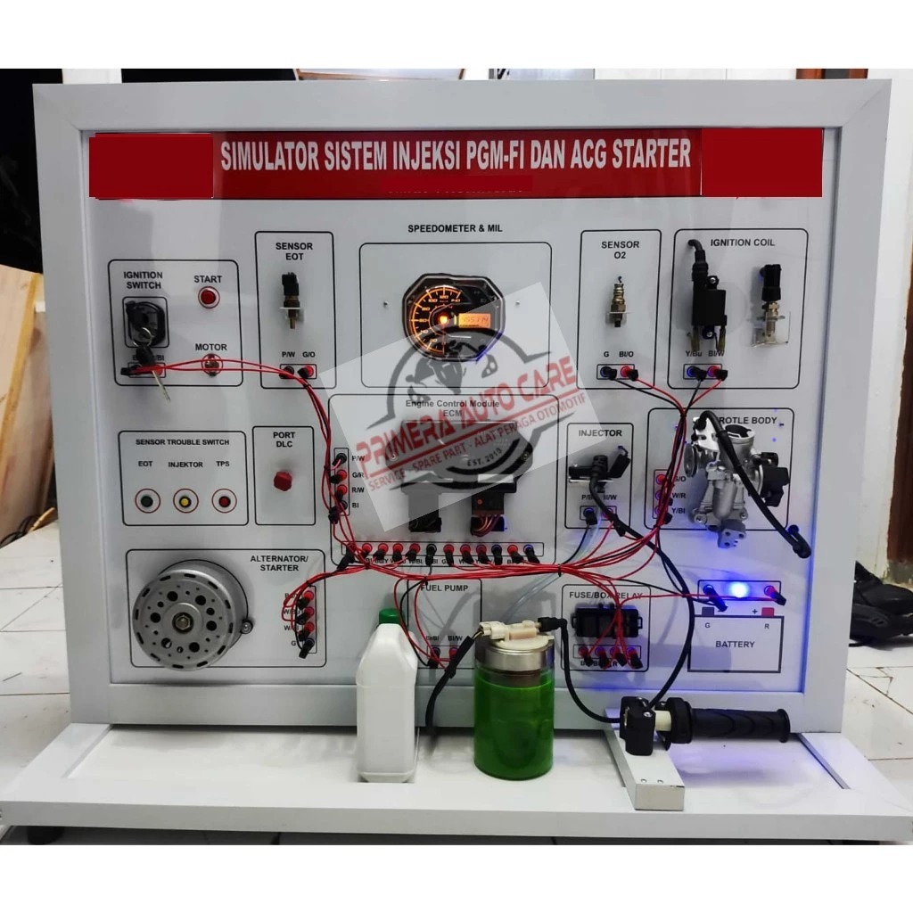 Simulator PGM-FI Sistem Injeksi Vario ACG Starter Alat Peraga kelistrikan body sepeda motor Fi train