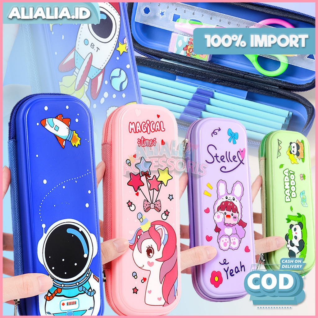 Tempat Pensil Anak Perempuan Motif Kartun Lucu Aesthetic Perlengkapan Alat Tulis Sekolah Kekinian