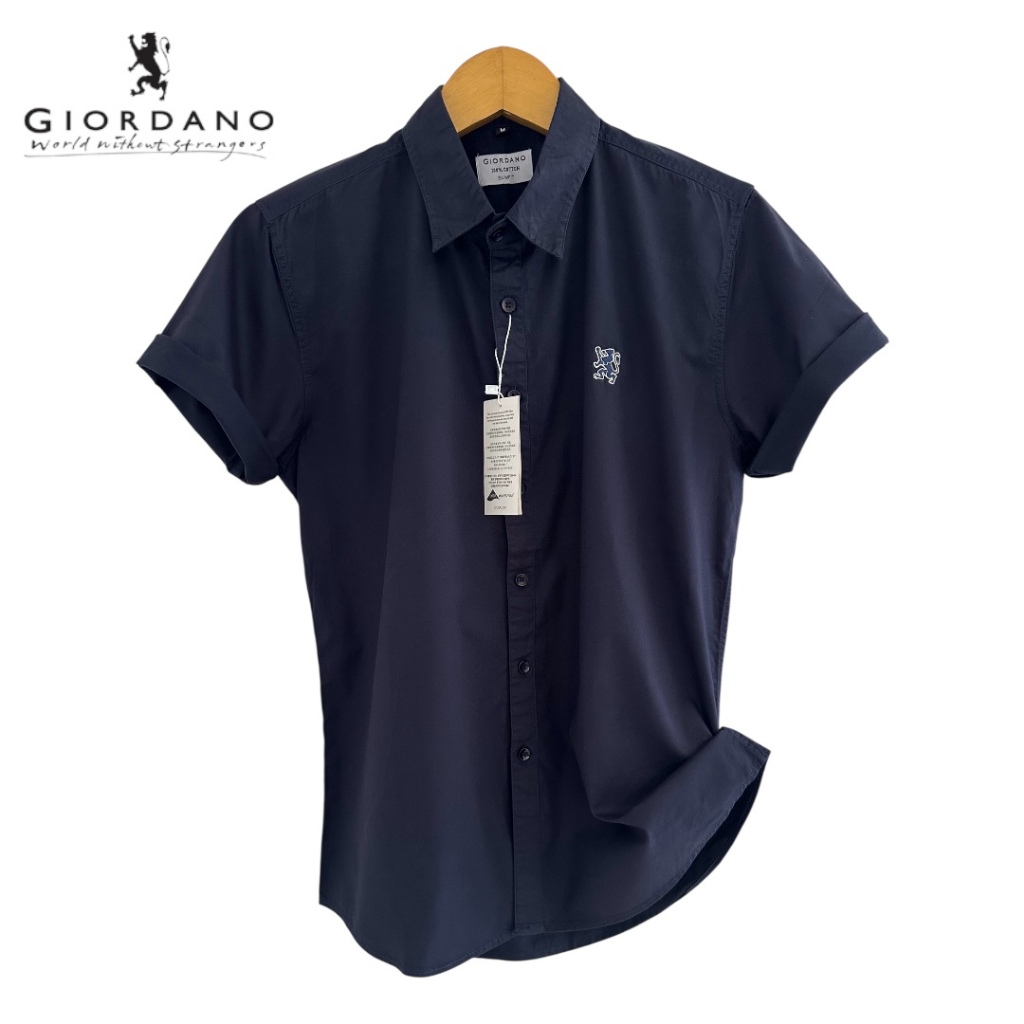 Giordano Kemeja Pria Pendek Premium | Kemeja Pria Lengan Pendek Slim Fit