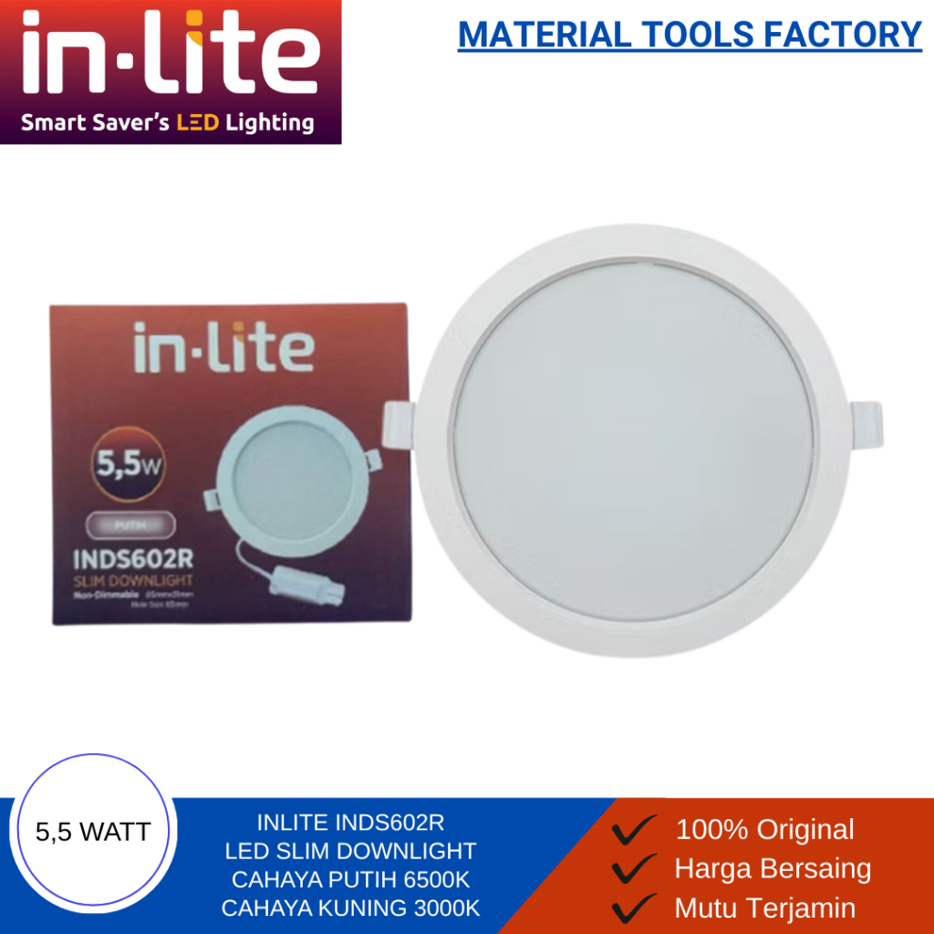 Lampu LED - Lampu Downlight Plafon - Downlight  inLite Lampu LED Panel Plafon Slim Downlight 5,5 Wat
