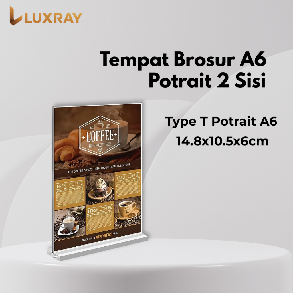 

LUXRAY Tempat Brosur Acrylic Tent Card A6 2mm 2 Sisi Potrait
