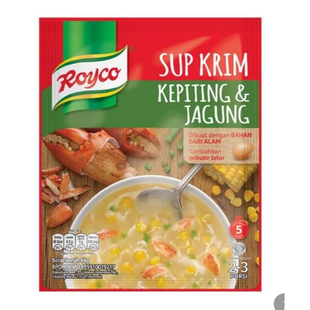 

Royco Sup Krim Instant Kepiting Jagung 44 g