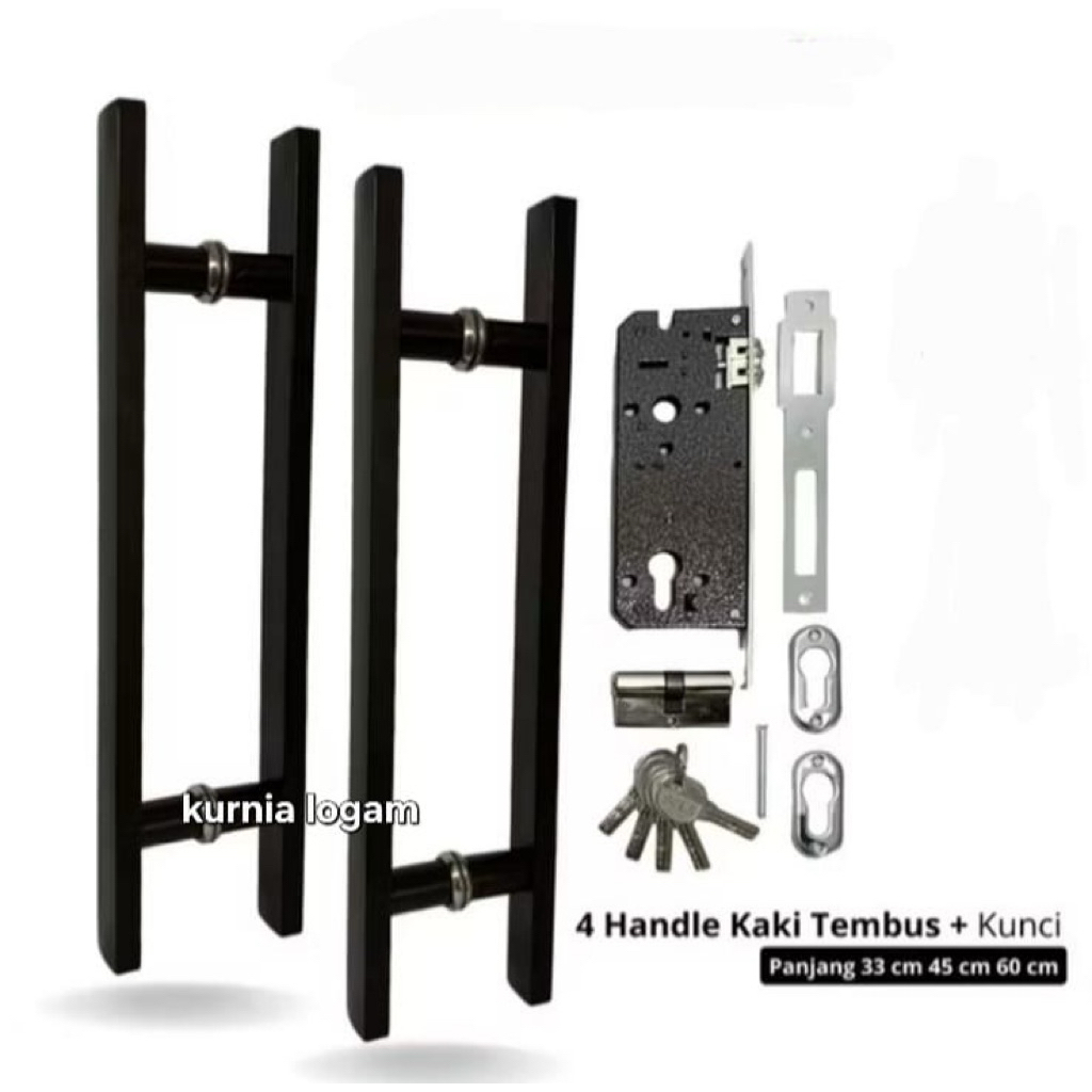 Handle Pintu Baut Tembus 4 Pcs + Body Kunci Ukuran 45cm 60cm Tarikan Pintu Gagang Pintu