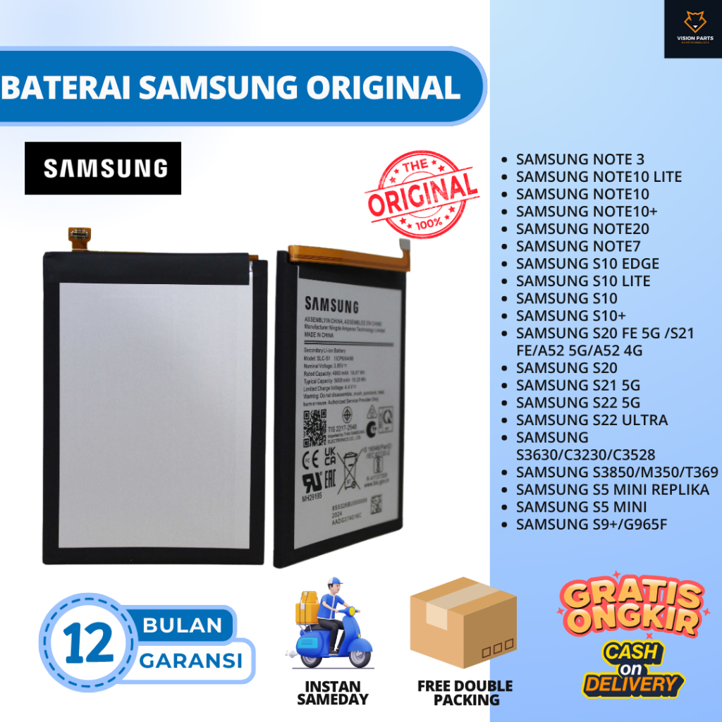 BATERAI SAMSUNG/BATRE HP SAMSUNG NOTE 3/NOTE10 LITE/NOTE10/NOTE10+/NOTE20/NOTE7/S10 EDGE/S10 LITE/S1