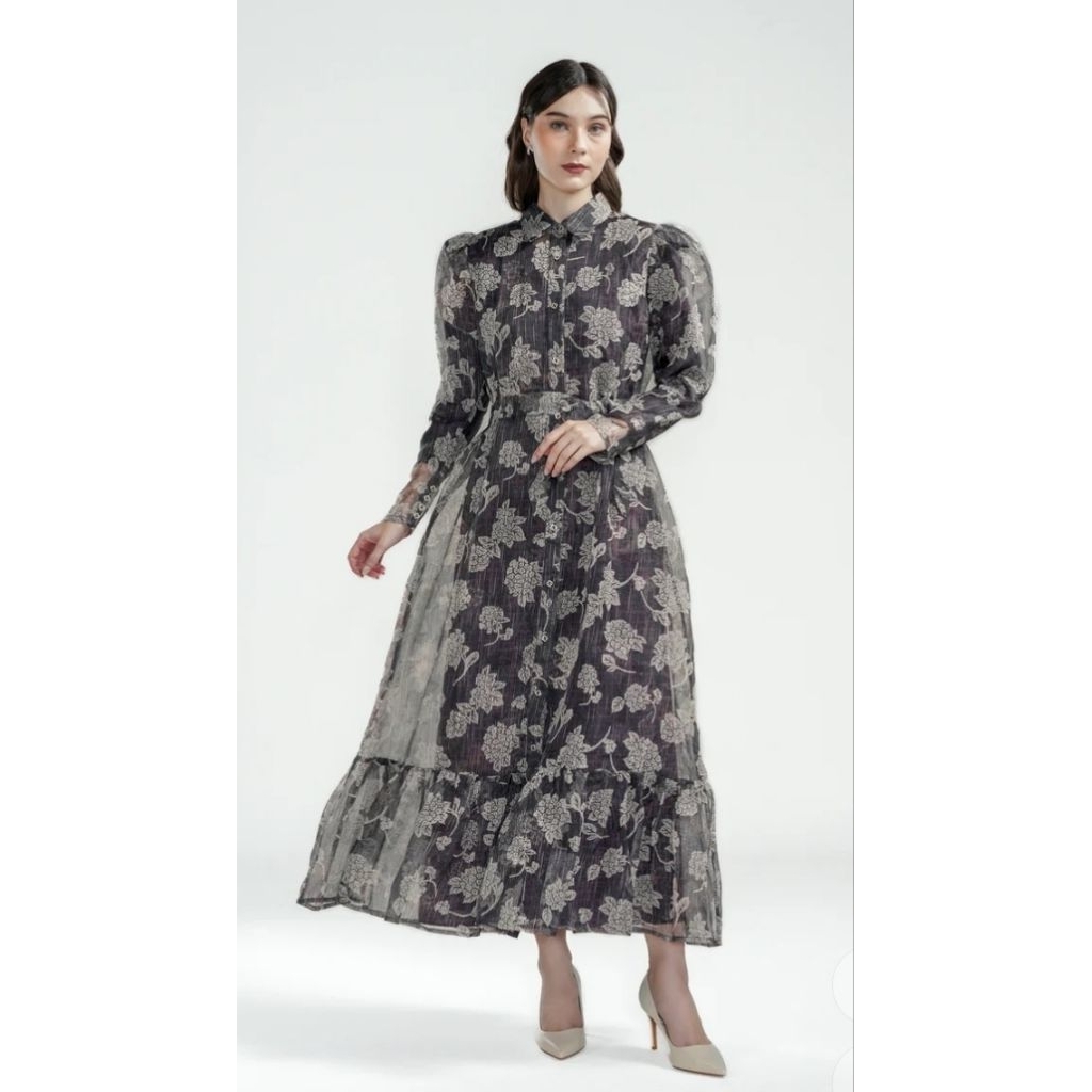 BENANG JARUM Dress - FESTIVE FINESSE PUFFY x Raisa- Blush and Black