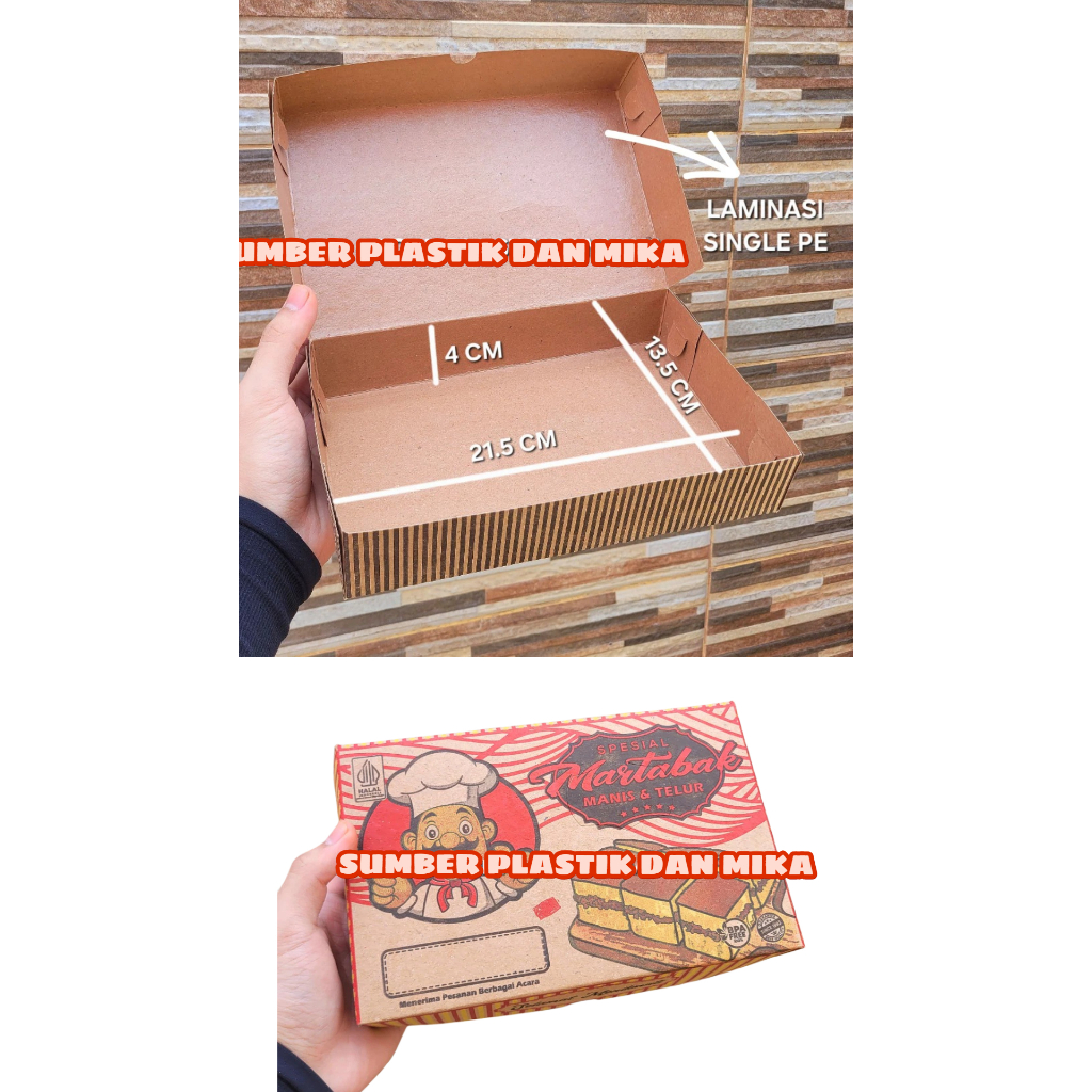 

[1PACK 100PCS] KOTAK DUS BOX MARTABAK / DUS MARTABAK MANIS TELUR KRAFT FOODSAFE