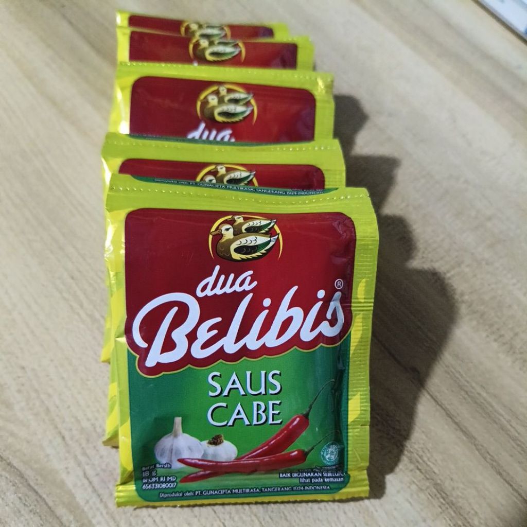 

saus cabe dua BELIBIS 18g x 10 (satu renceng isi 10 saset)