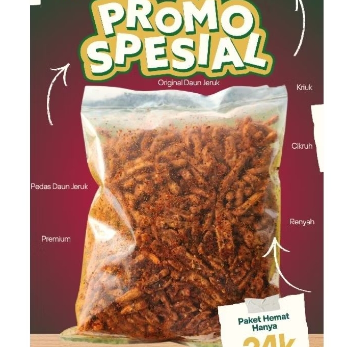 

COD Basreng Original Pedas Daun Jeruk Viral TerMurah 20rb Snack Sultan Premium Renyah Gurih Nagih