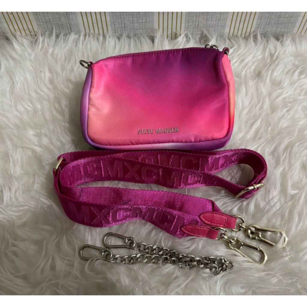 New STEVE MADDEN SM CROSSBODY NYLON BAG IN PINK PURPLE ORIGINAL