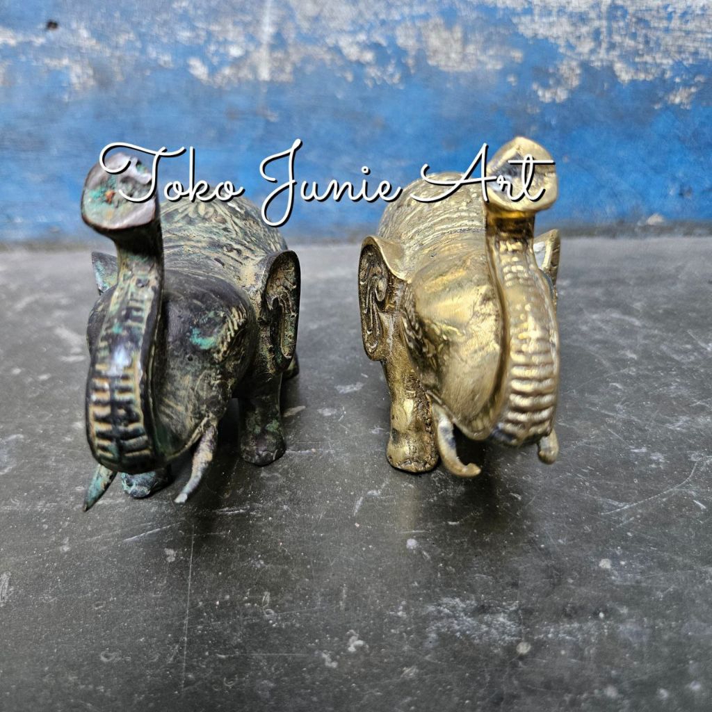Patung Gajah Kuningan Hiasan Gajah Thailand 10 cm
