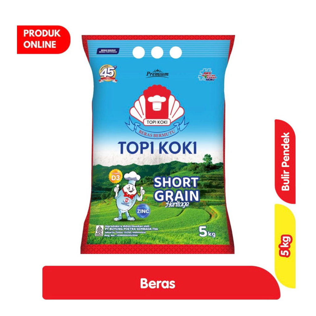 

Topi Koki Beras Fortifikasi Heritage Short Grain 5kg