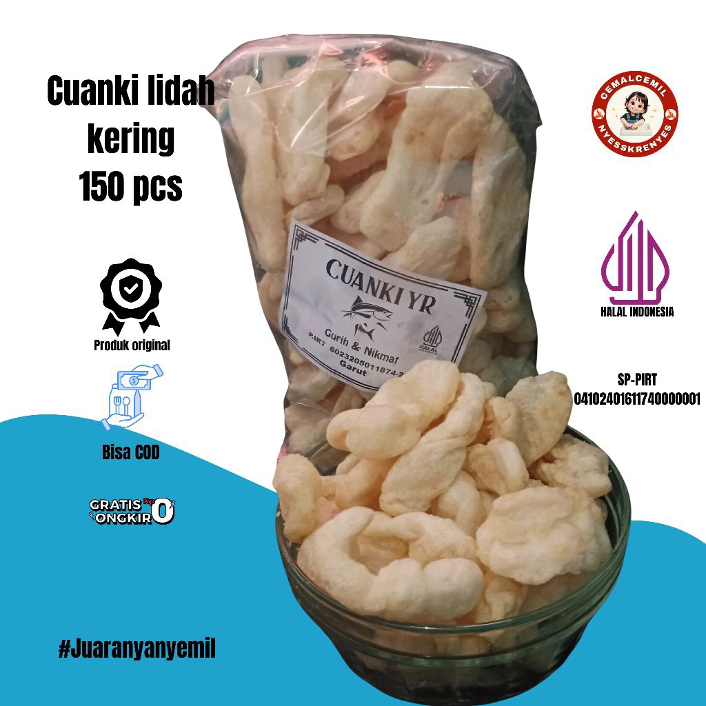

cuanki lidah kering gurih isi 150 pcs Snack/cemilan/toping boci dan seblak