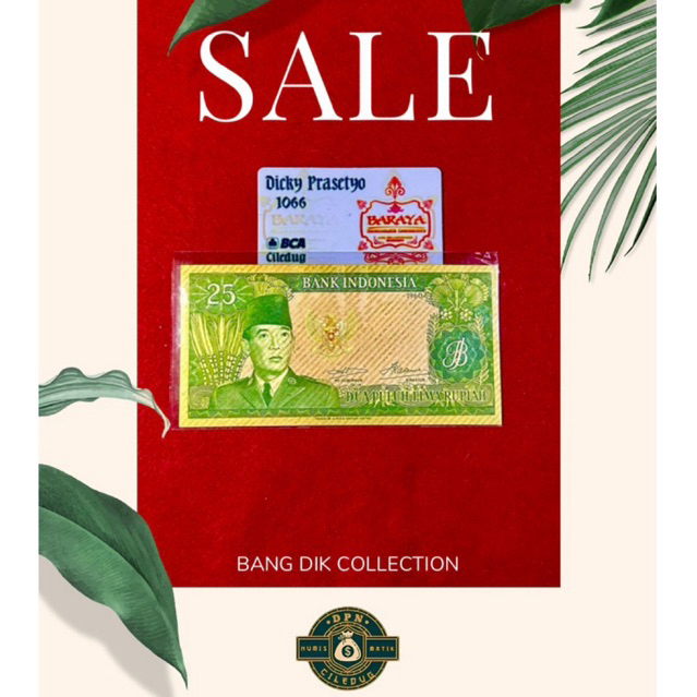 KUNO INDONESIA 25 RUPIAH SOEKARNO 1960