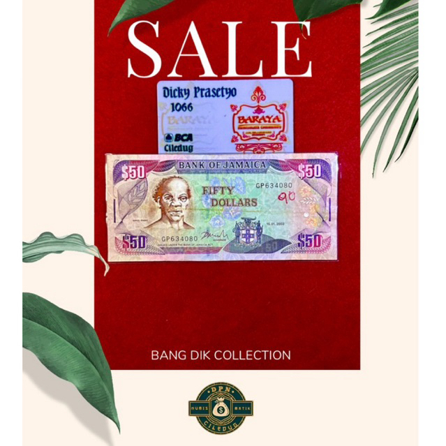 UANG ASING JAMAICA 50 CENT & 50 DOLLAR & 100 DOLLAR