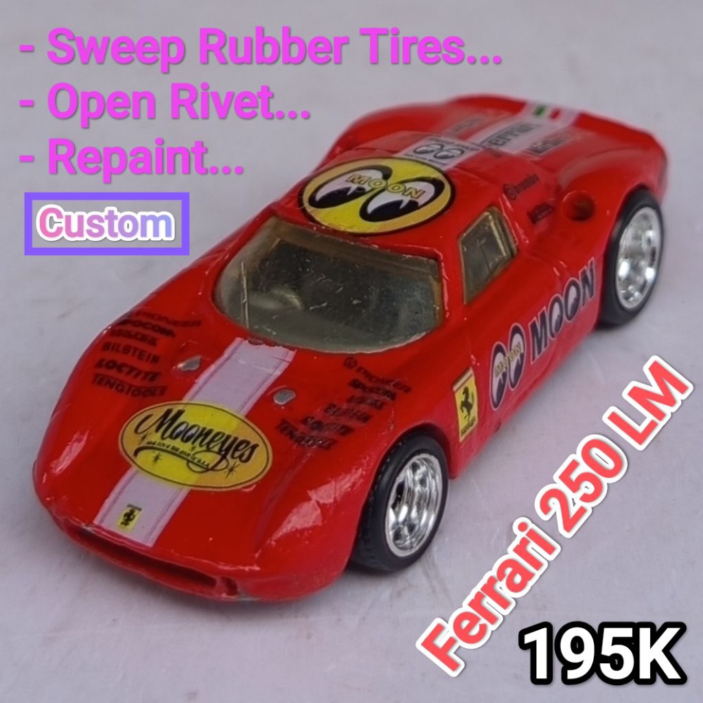 Hot Wheels Ferrari 250 LM Custom Merah Mooneyes