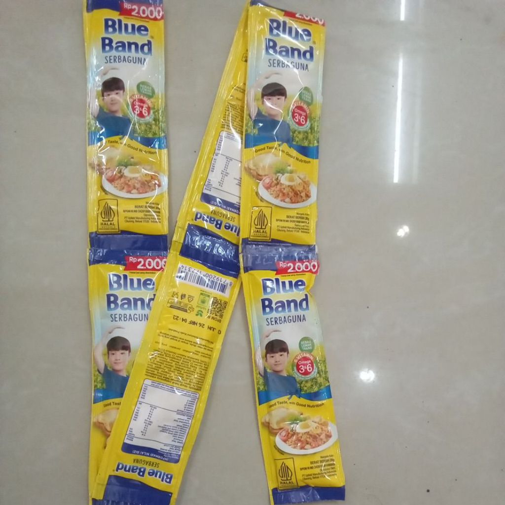

Mentega Blue Band Serbaguna 20 Gr 1 Renceng isi 6 Pcs