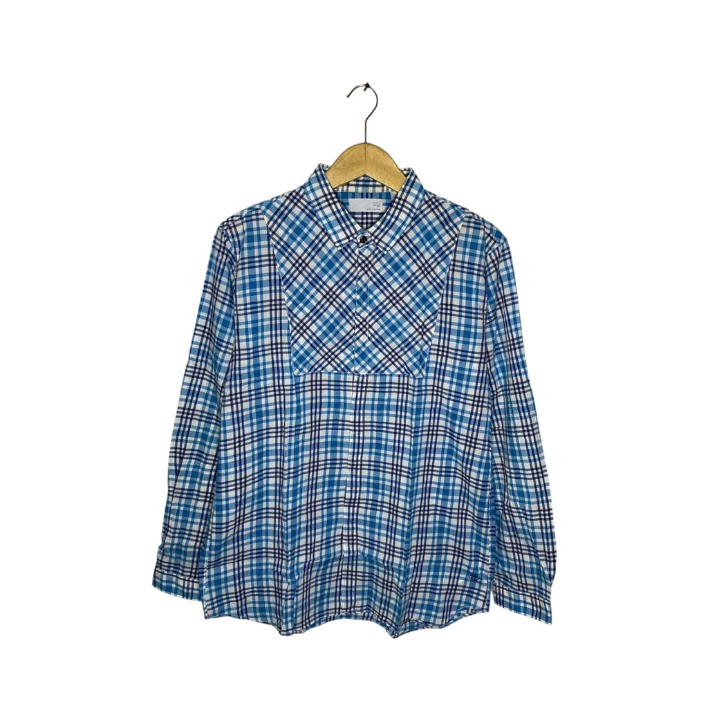 kemeja uniqlo x undercover blue tartan