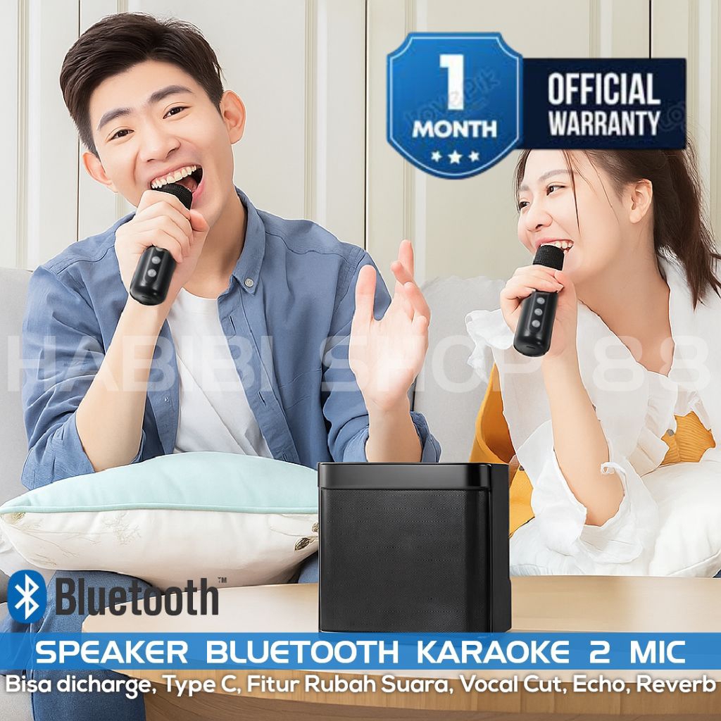 Speaker Karaoke Bluetooth Portable Dengan 2 Mic Wireless untuk Seru-Seruan di Mana Saja, Suara Jerni