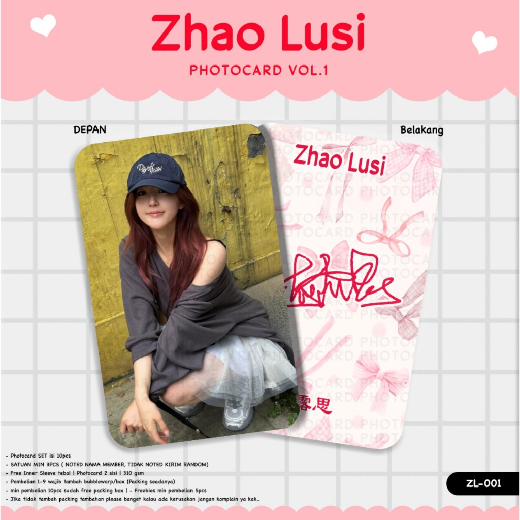 PHOTOCARD KOLEKSI TERBARU ZHAO LUSI VOL.1 BAHAN TEBAL LAMINASI GLOSY DEPAN BELAKANG 2 SISI