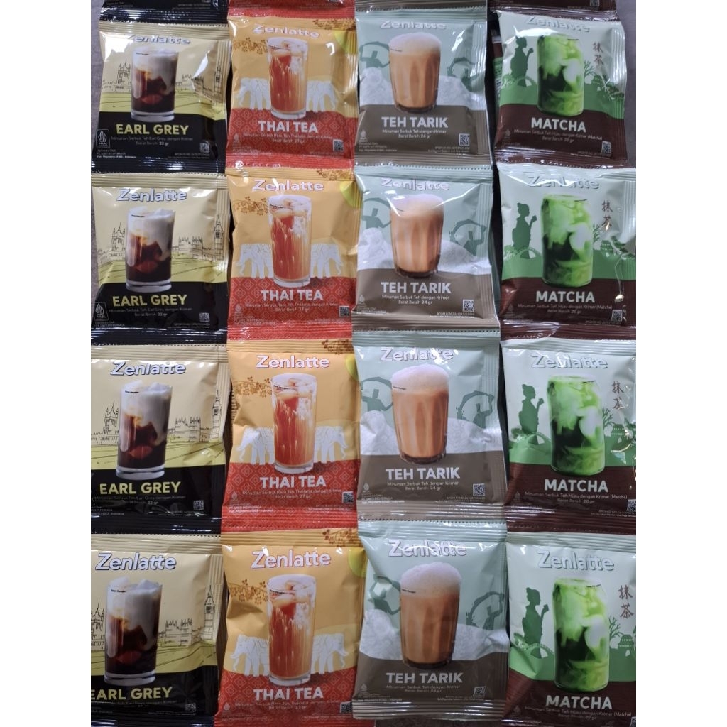 

ZENLATTE RENCENG SERIES SATUAN PCS MATCHA, BROWN SUGAR, TEH TARIK, THAI TEA, EARL GREY