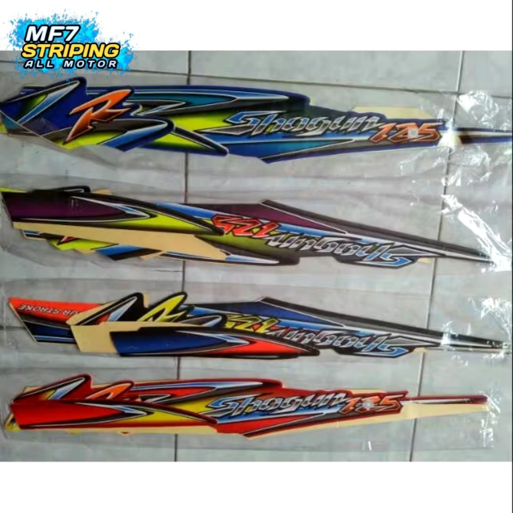 STRIPING ORIGINAL SHOGUN R 125 TAHUN 2004 LENGKAP FULLSET STIKER SHOGUN R 125 TAHUN 2004