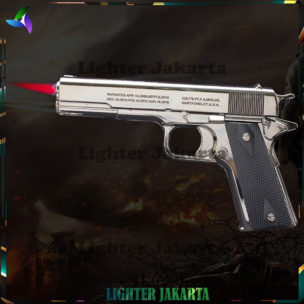 Korek Api Bara Gas Pistol Metal Plastic M-1911 CY-808 3375