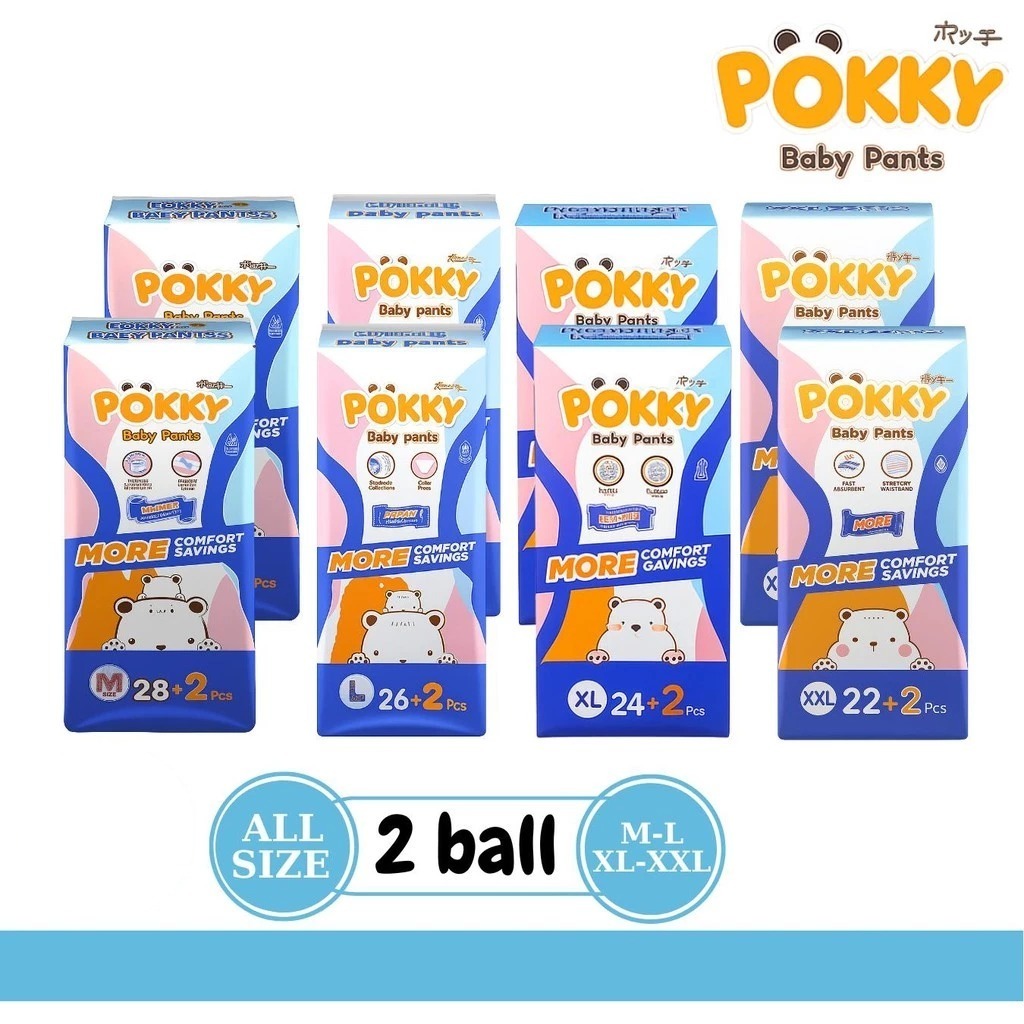 [PAKET 2 BALL] Pokky Baby Pants - Pokky Popok Bayi Pampers Celana - Rumah Cantikkk