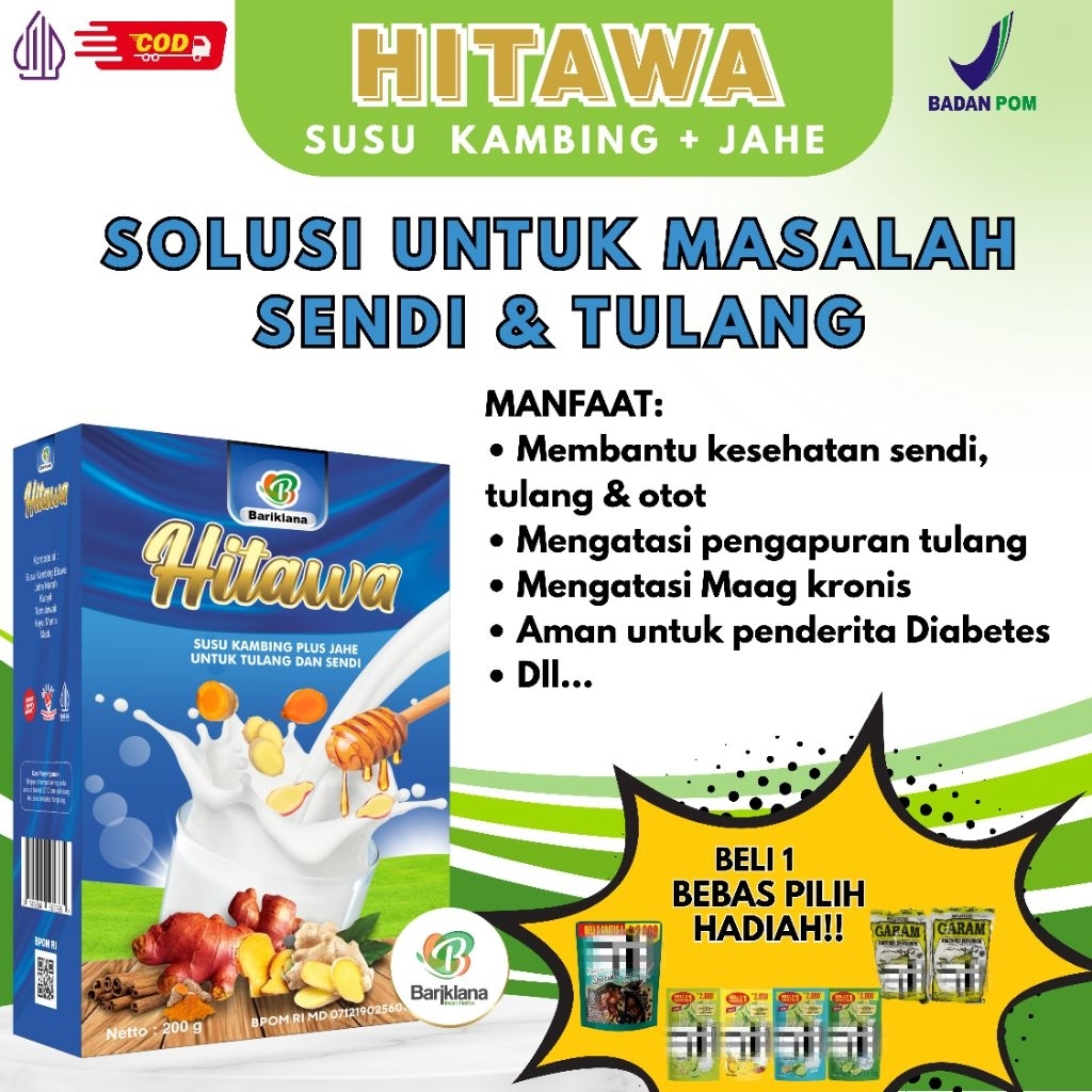 

[COD&GARANSI][BELI 1 GRATIS HADIAH]HITAWA SUSU KAMBING ETAWA PLUS JAHE/SUSU KESEHATAN SENDI & TULANG