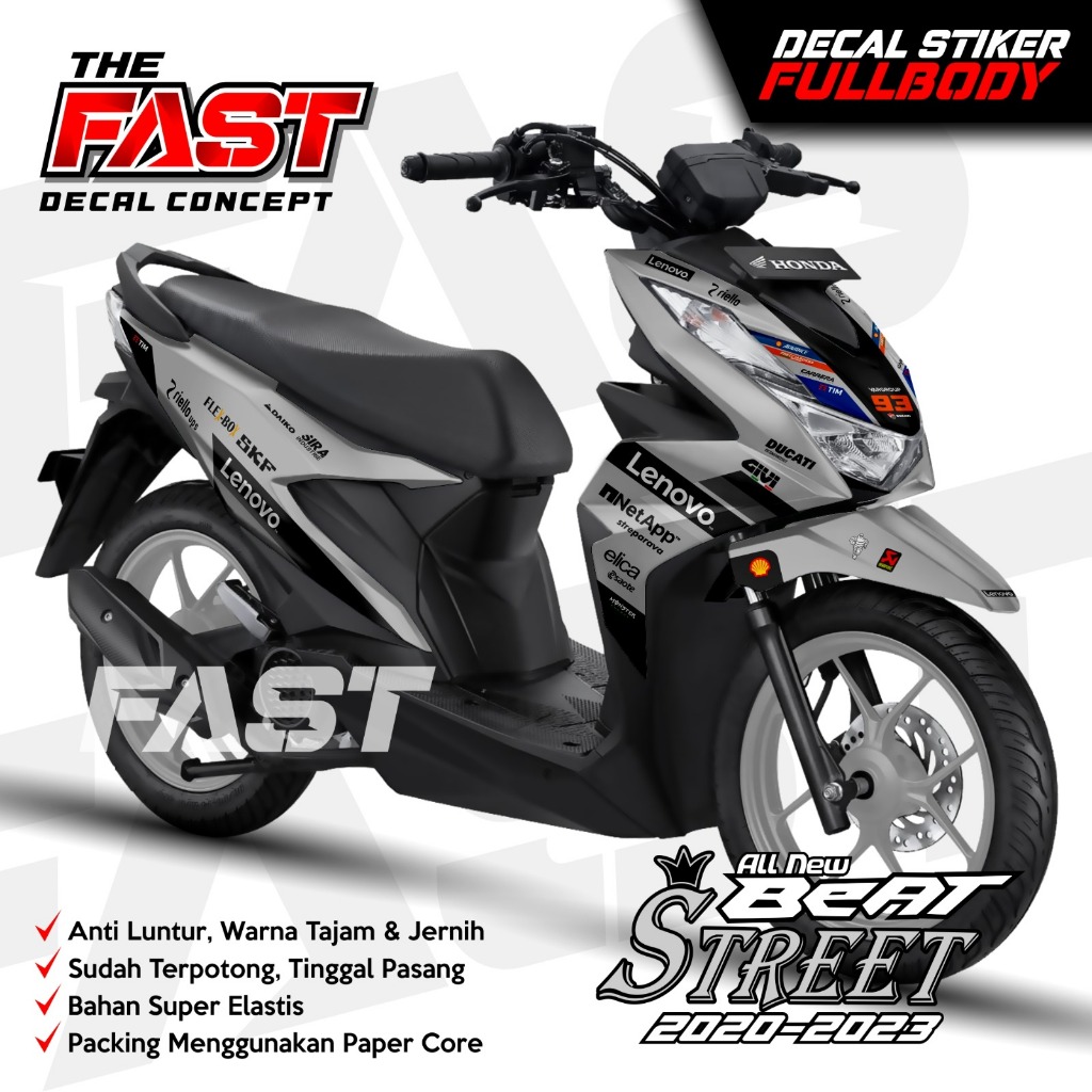 Stiker Dekal Beat Street Deluxe 2020-2023 Fullbody Motif Lenovo Racing Keren Decal Striping Beat Str